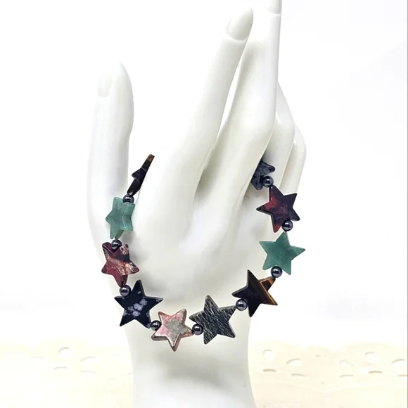 Vtg Gemstone Star Bracelet - Picture 2 of 6